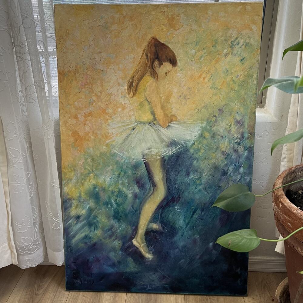 Original Oil Painting Ballet Dancer Figurative Expressionist Art 36" x 23.5"